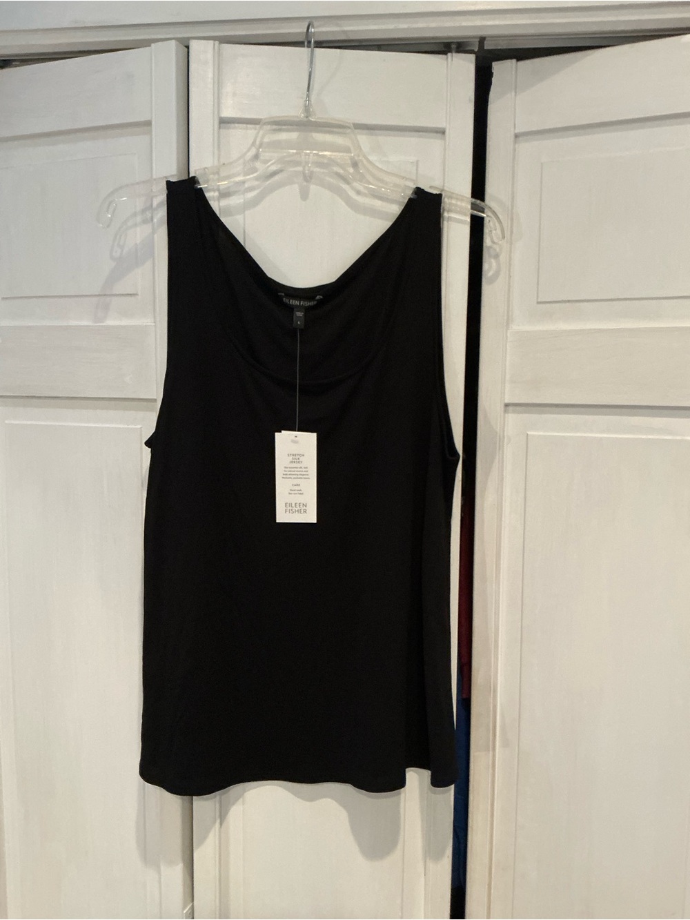 Eileen Fisher Black Silk Sleeveless Scoop-Neck Tank Top